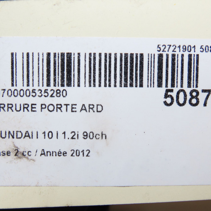 Serrure porte ard occasion HYUNDAI I 10 I Phase 1 04-1995->04-1999 1.2i 90ch 7