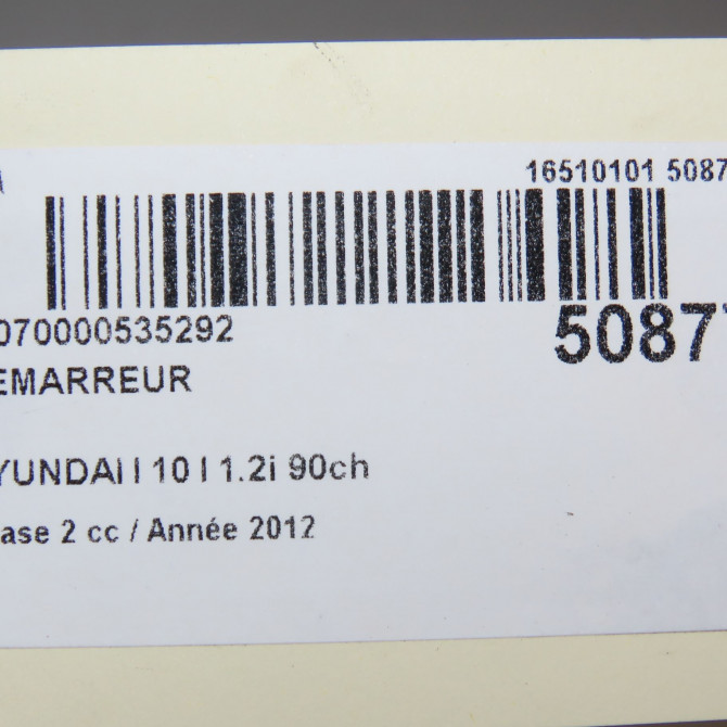Démarreur occasion HYUNDAI I 10 I Phase 1 04-1995->04-1999 1.2i 90ch 3610003200 7