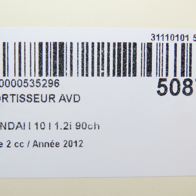 Amortisseur avant droit occasion HYUNDAI I 10 I Phase 1 04-1995->04-1999 1.2i 90ch 546600X100 7