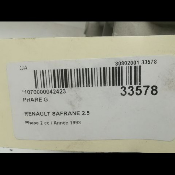 Phare gauche occasion RENAULT SAFRANE Phase 2 09-1996->08-2000 2.5 7701035044 3