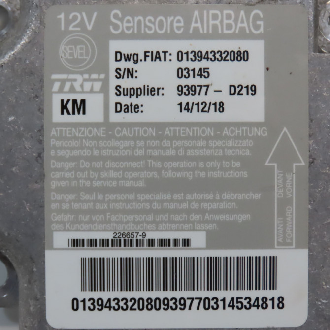 Boitier pyrotechnique occasion CITROEN JUMPER III Phase 2 06-2014->... 1608040480 3