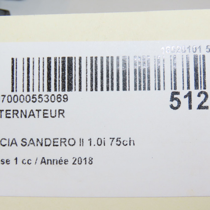 Alternateur occasion DACIA SANDERO II Phase 1 10-2012->... 1.0i 75ch 231007582R 8