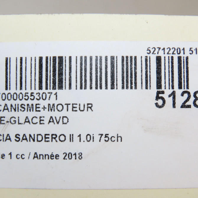Mecanisme + moteur lève-glace avant droit occasion DACIA SANDERO II Phase 1 10-2012->... 1.0i 75ch 807209197R 6