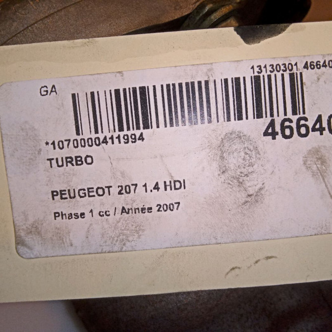 Turbo occasion PEUGEOT 207 Phase 1 04-2006->06-2013 1.4 HDI 375G9 7
