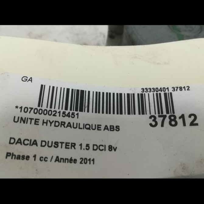 Unité hydraulique ABS occasion DACIA DUSTER Phase 1 03-2010->12-2013 1.5 DCI 8v 110ch 6001551520 4