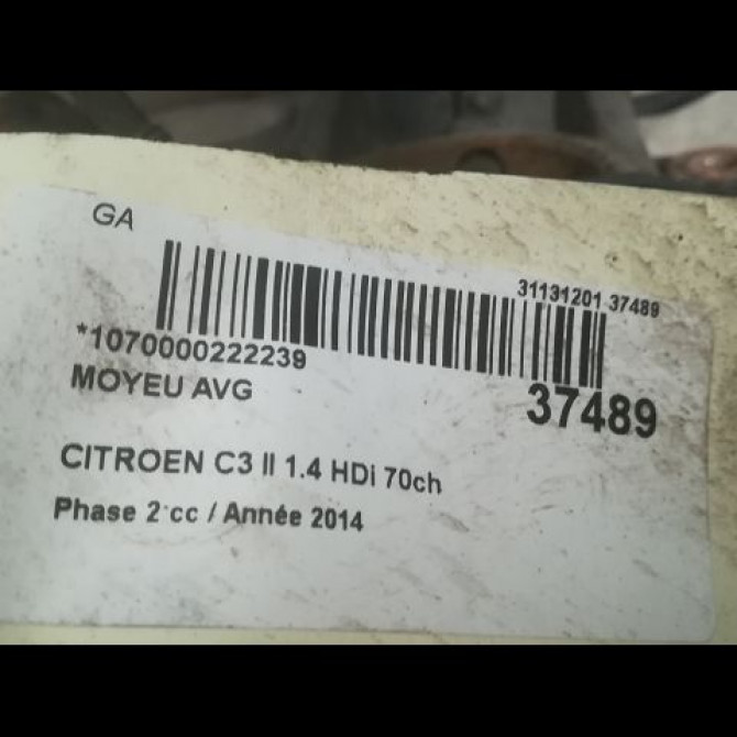 Moyeu avg occasion CITROEN C3 II Phase 2 03-2013->12-2016 1.4 HDi 70ch 335086 3
