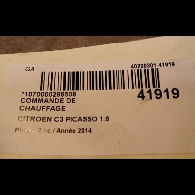 Commande de chauffage occasion CITROEN C3 PICASSO Phase 2 09-2012->... 1.6 HDI 90ch 6452Q3 3