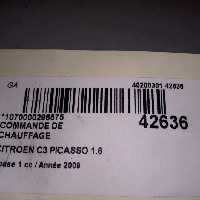Commande de chauffage occasion CITROEN C3 PICASSO Phase 1 02-2009->08-2012 1.6 HDi 16v 90ch 6452Q3 3