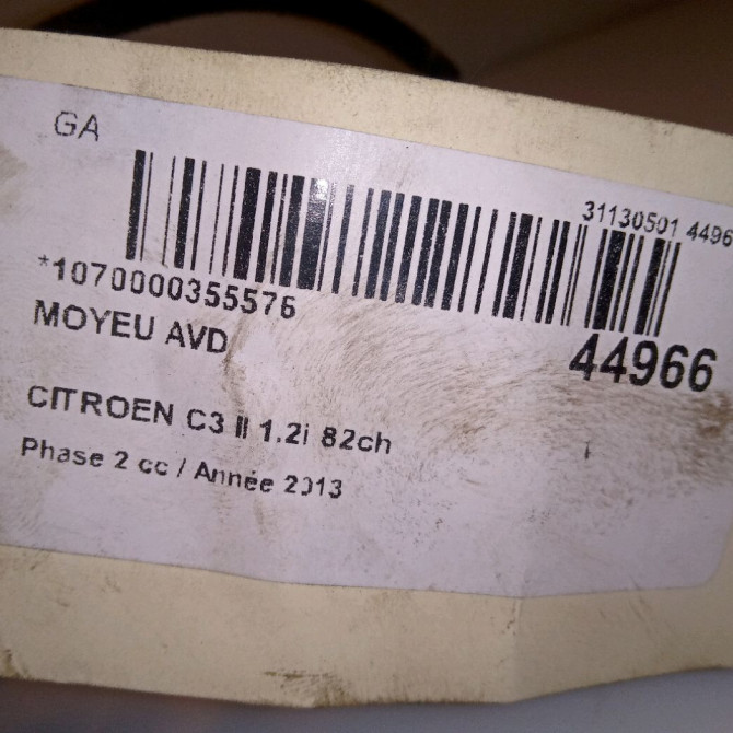 Moyeu avd occasion CITROEN C3 II Phase 2 03-2013->12-2016 1.2i 82ch 330776 4