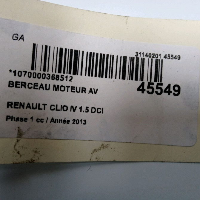 Berceau moteur avant occasion RENAULT CLIO IV Phase 1 07-2012->... 1.5 DCI 90ch 544017239R 2