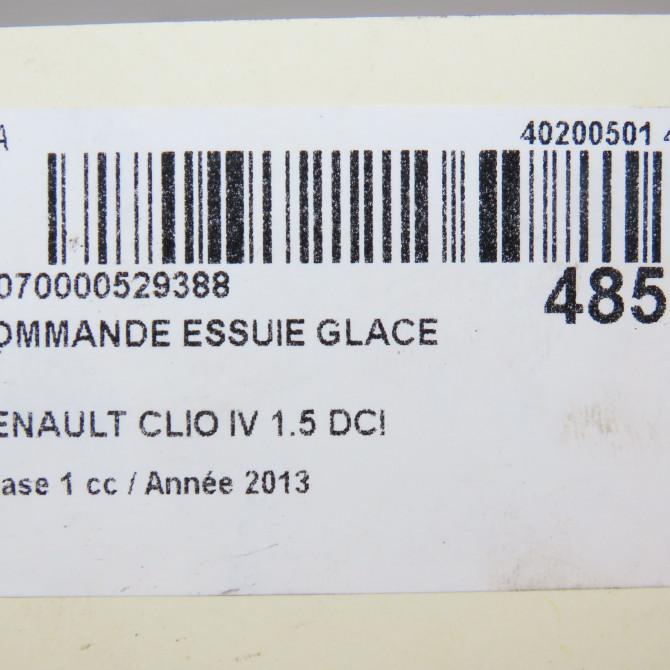 Commande essuie glace occasion RENAULT CLIO IV Phase 1 07-2012->... 1.5 DCI 75ch 8201196345 5