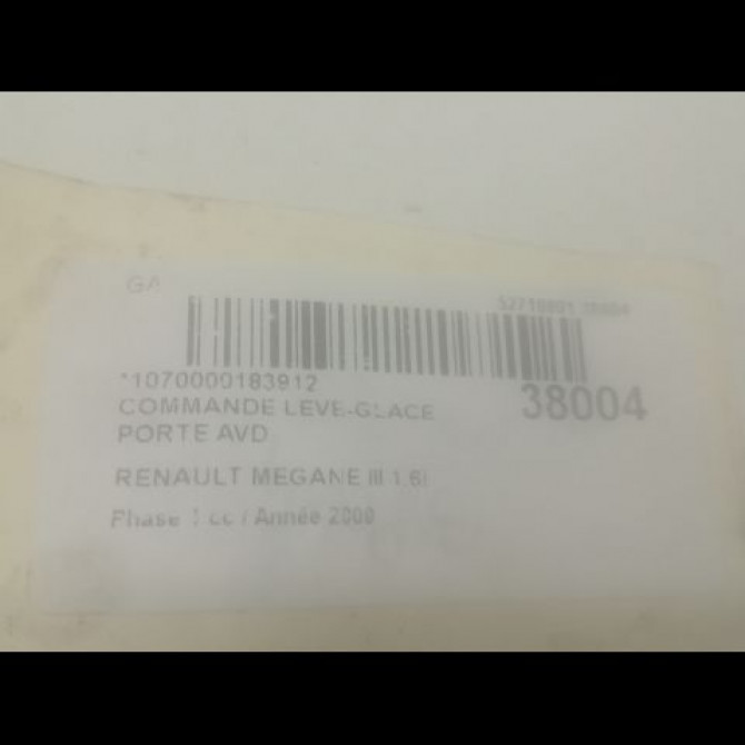 Commande lève-glace porte avant droite occasion RENAULT MEGANE III Phase 1 11-2008->01-2012 1.6i 16v 110ch 3