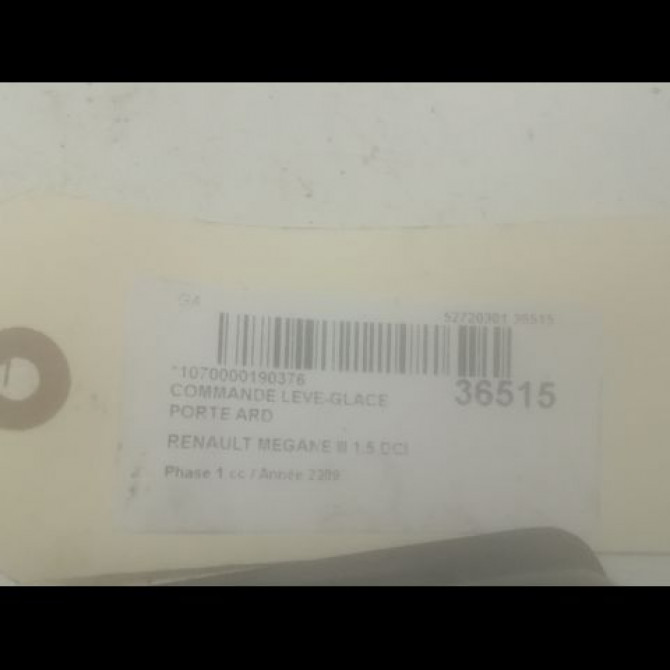 Commande leve-glace porte arrière droite occasion RENAULT MEGANE III Phase 1 11-2008->01-2012 1.5 DCI 85ch 3