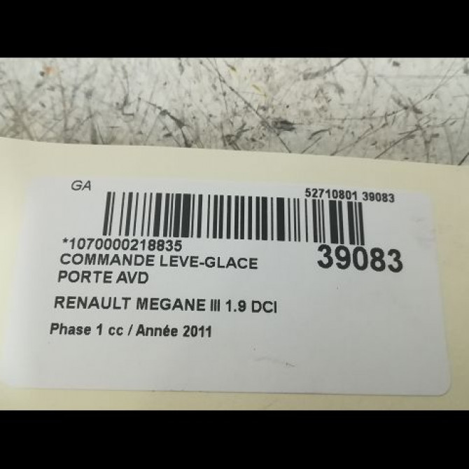 Commande lève-glace porte avant droite occasion RENAULT MEGANE III Phase 1 11-2008->01-2012 1.9 DCI 130ch 3
