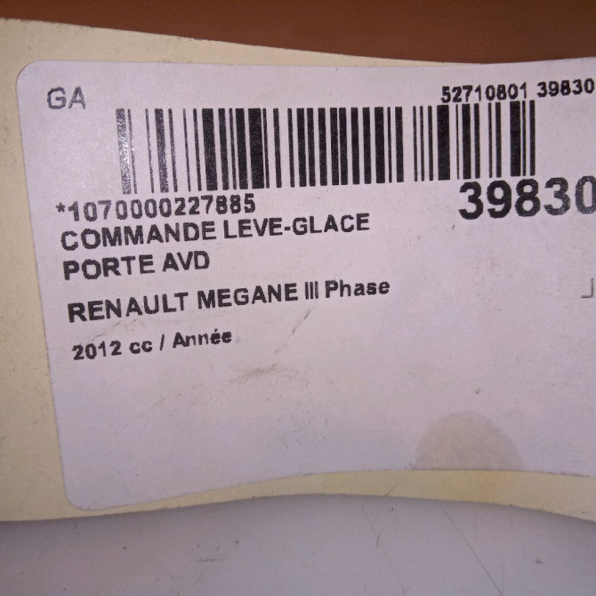 Commande lève-glace porte avant droite occasion RENAULT MEGANE III Phase 1 11-2008->01-2012 5