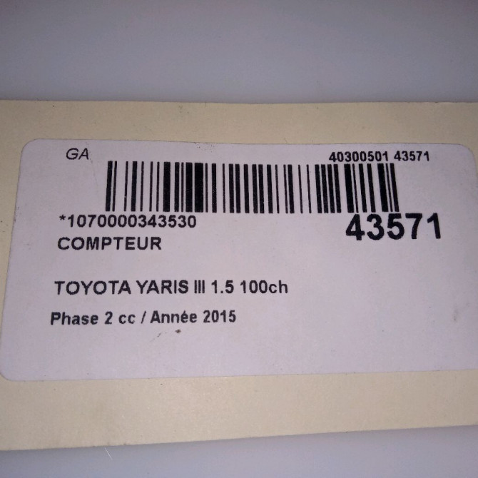 Compteur occasion TOYOTA YARIS III Phase 2 06-2014->... 1.5 100ch 838000UL60 4