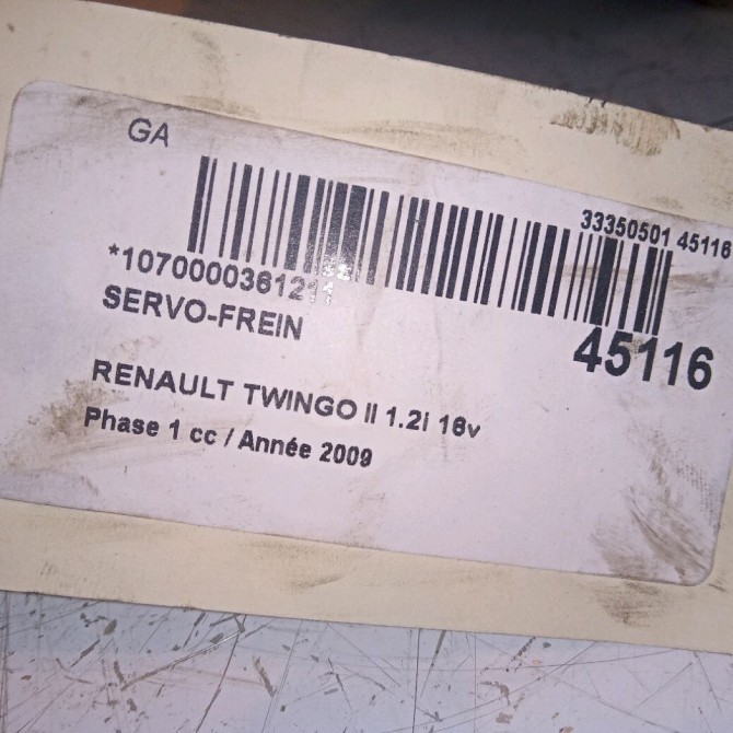 Servo-frein occasion RENAULT TWINGO II Phase 1 06-2007->11-2011 1.2i 16v 75ch 7701209641 4