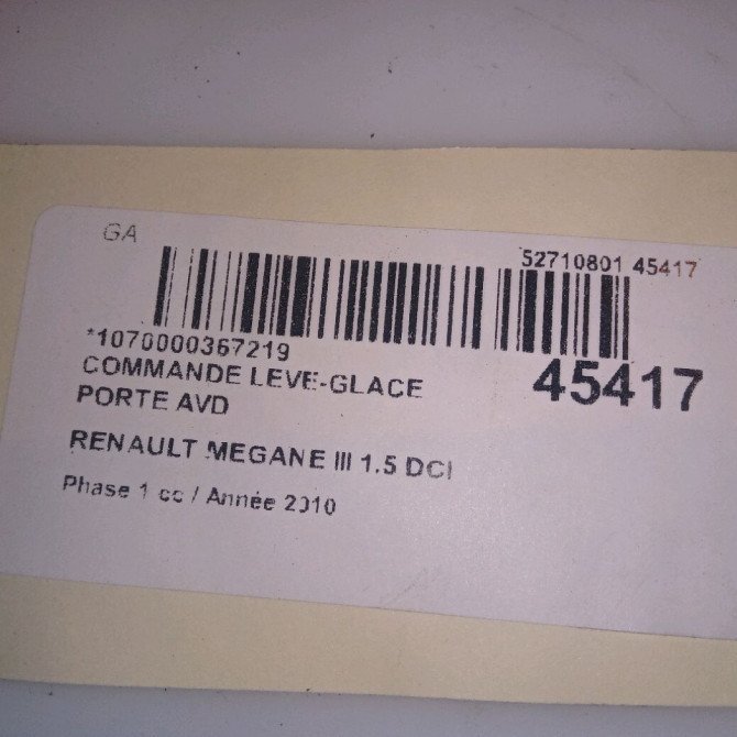 Commande lève-glace porte avant droite occasion RENAULT MEGANE III Phase 1 11-2008->01-2012 1.5 DCI 110ch 4