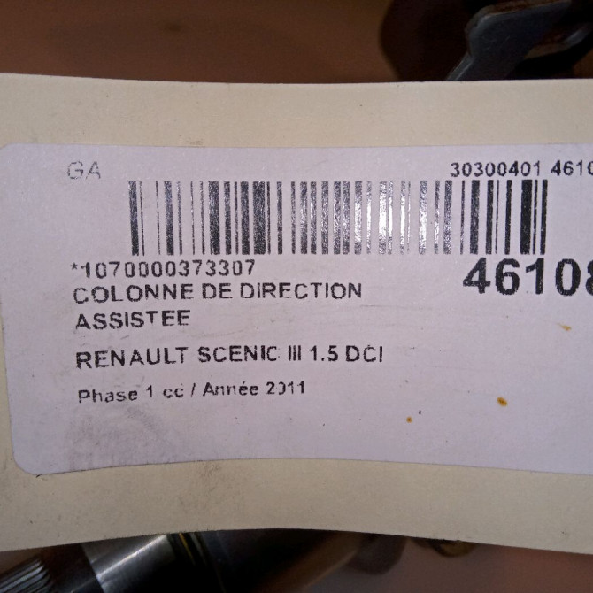 Colonne de direction assistee occasion RENAULT SCENIC III Phase 1 04-2009->11-2011 1.5 DCI 110ch 488108510R 8