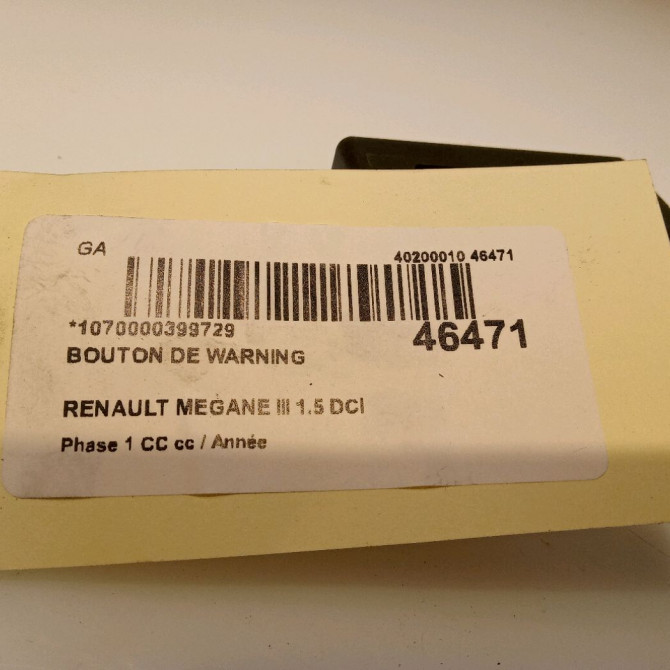 Bouton de warning occasion  252100502R 4