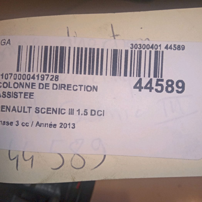 Colonne de direction assistee occasion RENAULT SCENIC III Phase 3 04-2013->... 1.5 DCI 110ch 488108510R 8