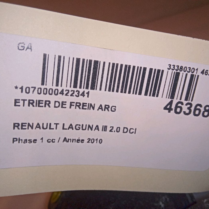Etrier de frein arrière gauche occasion RENAULT LAGUNA III Phase 1 10-2007->10-2010 2.0 DCI 130ch 440110006R 4