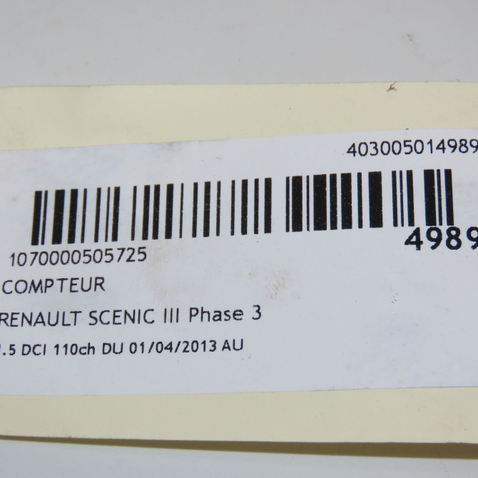 Compteur occasion RENAULT SCENIC III Phase 3 04-2013->... 1.5 DCI 110ch 248109981R 4