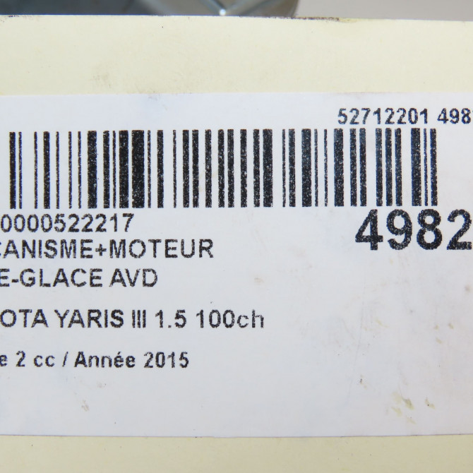 Mecanisme + moteur lève-glace avant droit occasion TOYOTA YARIS III Phase 2 06-2014->... 1.5 100ch 698100D300 6