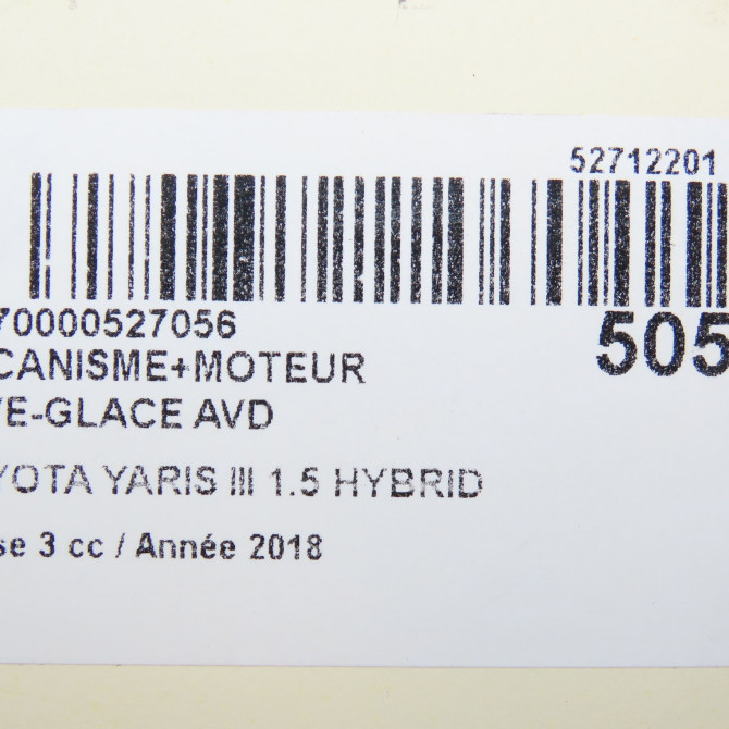 Mecanisme + moteur lève-glace avant droit occasion TOYOTA YARIS III Phase 1 04-1995->04-1999 1.5 HYBRID 100ch 698100D300 7