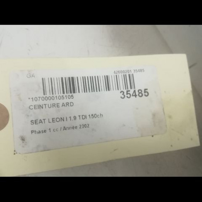 Ceinture arrière droite occasion SEAT LEON I Phase 1 04-2000->10-2006 1.9 TDI 150ch 1M0857806HCP 4