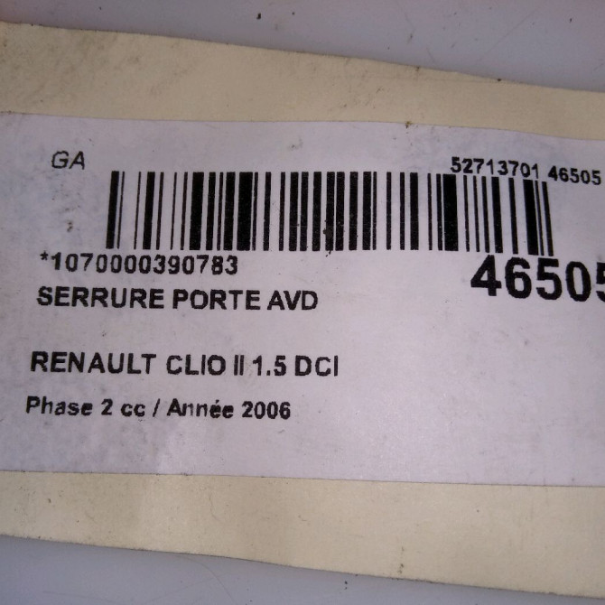 Serrure porte avd occasion RENAULT CLIO II Phase 2 06-2001->07-2006 1.5 DCI 70ch 8200350432 5