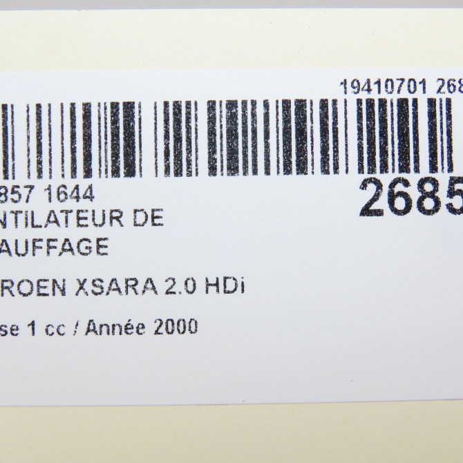 Ventilateur de chauffage occasion CITROEN XSARA Phase 1 02-1998->09-2000 2.0 HDi 90ch 00006441N0 6
