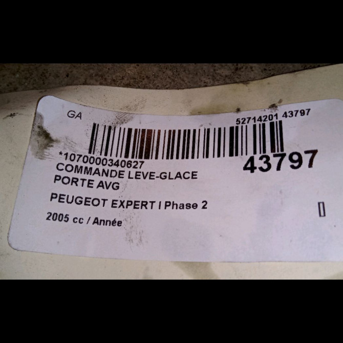 Commande lève-glace porte avant gauche occasion PEUGEOT EXPERT I Phase 2 01-2004->12-2006 6554WH 3