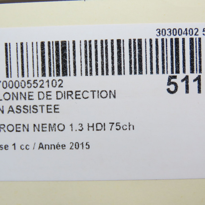 Colonne de direction non assistee occasion CITROEN NEMO Phase 1 09-2008->... 1.3 HDI 75ch 4123GA 4