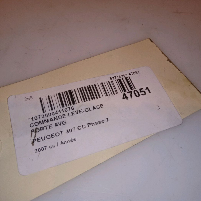 Commande lève-glace porte avant gauche occasion PEUGEOT 307 CC Phase 2 06-2005->06-2008 4