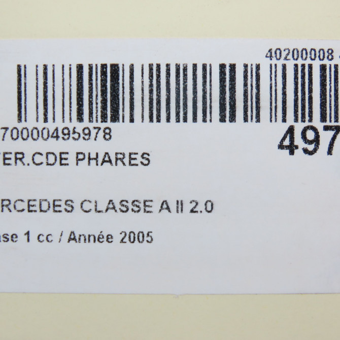 Interrupteur commande de phares occasion MERCEDES CLASSE A II Phase 1 12-2004->04-2008 2.0 CDI 16v 110ch 16954510049116 5