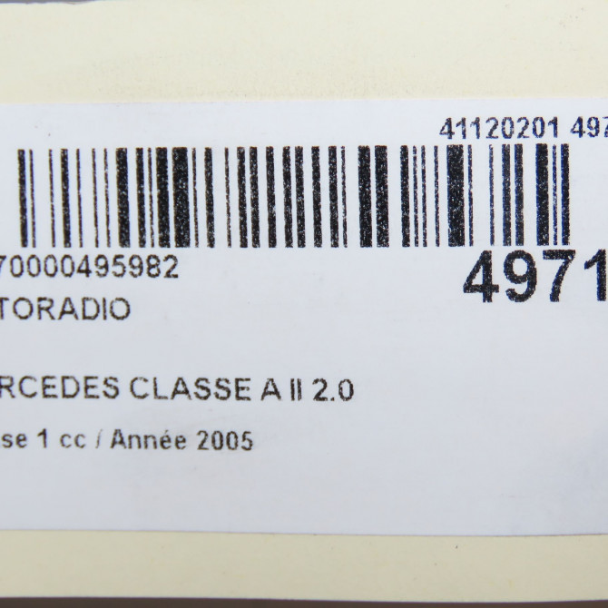 Autoradio occasion MERCEDES CLASSE A II Phase 1 12-2004->04-2008 2.0 CDI 16v 110ch 169820048680 5