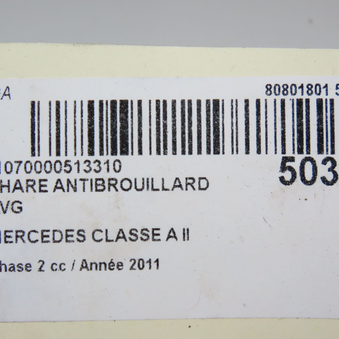 Phare antibrouillard avant gauche occasion MERCEDES CLASSE A II Phase 2 04-2008->06-2012 A180 CDI 110ch 1698201556 5