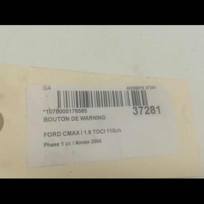 Bouton de warning occasion FORD CMAX I Phase 1 09-2003->03-2007 1.6 TDCI 110ch 1222989 3