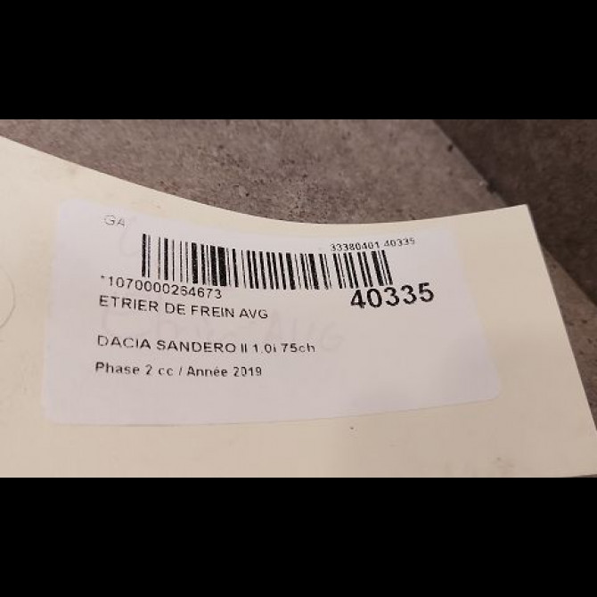 Etrier de frein avant gauche occasion DACIA SANDERO II Phase 1 04-1995->04-1999 1.0i 75ch 410116639R 3