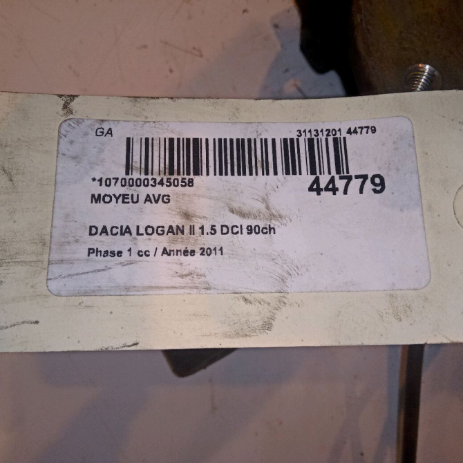 Moyeu avg occasion DACIA LOGAN I Phase 2 MVC 10-2008->01-2013 402027463R 4