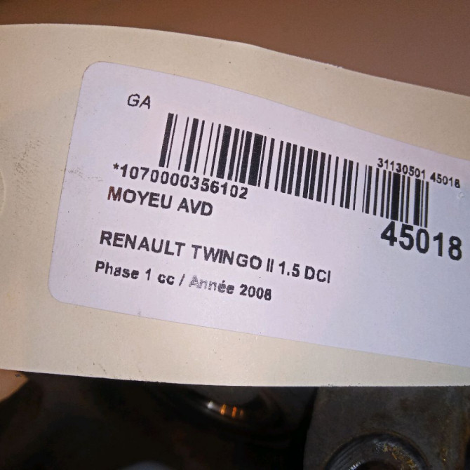 Moyeu avd occasion RENAULT TWINGO II Phase 1 06-2007->11-2011 1.5 DCI 65ch 402027463R 4