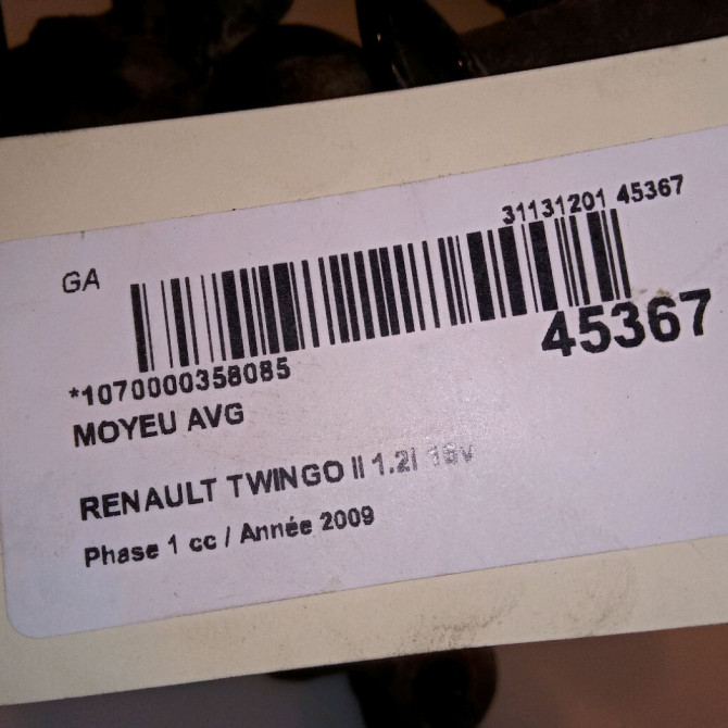 Moyeu avg occasion RENAULT TWINGO II Phase 1 06-2007->11-2011 1.2i 16v 75ch 402027463R 4