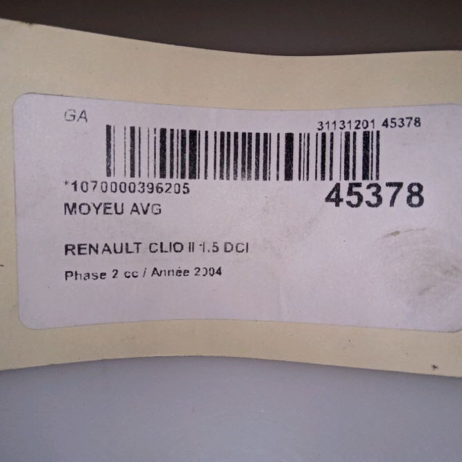 Moyeu avg occasion RENAULT CLIO II Phase 2 06-2001->07-2006 1.5 DCI 80ch 402027463R 4