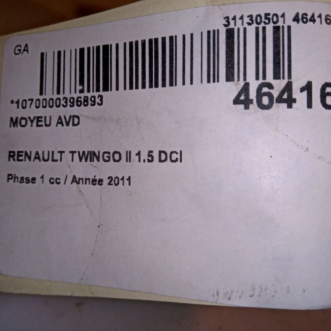 Moyeu avd occasion RENAULT TWINGO II Phase 1 06-2007->11-2011 1.5 DCI 75ch 402027463R 4