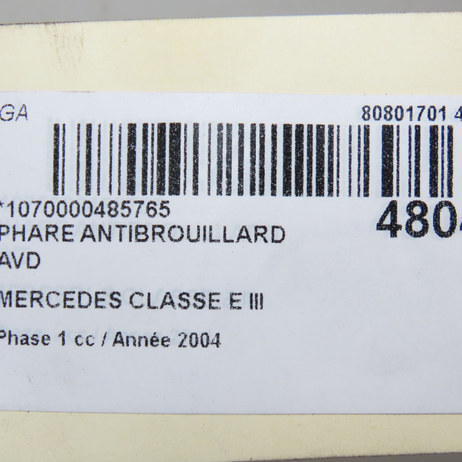 Phare antibrouillard avant droit occasion MERCEDES CLASSE E III Phase 1 03-2002->06-2006 E270 CDI 177ch 2118200656 5