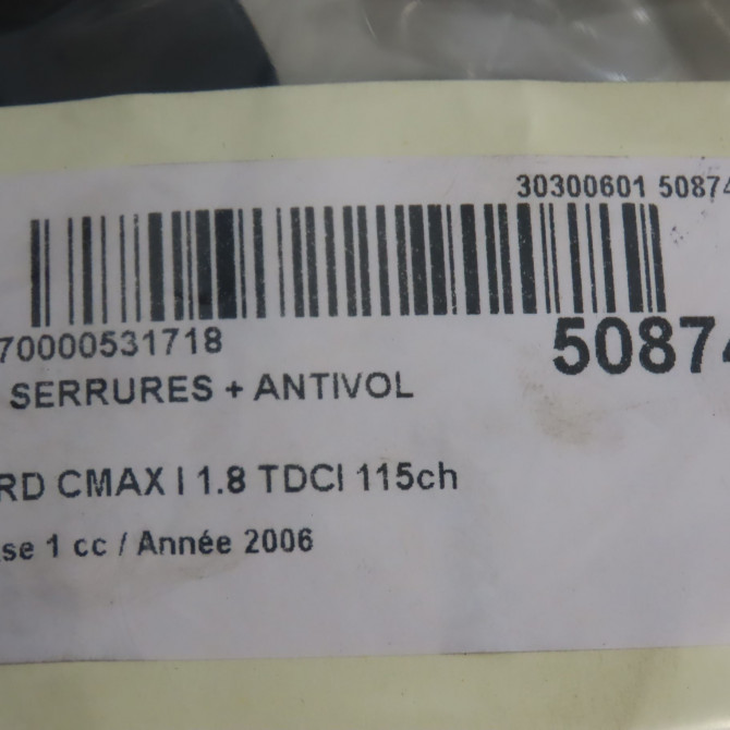 Kit serrures + antivol occasion FORD CMAX I Phase 1 09-2003->03-2007 1.8 TDCI 115ch 1466228 6