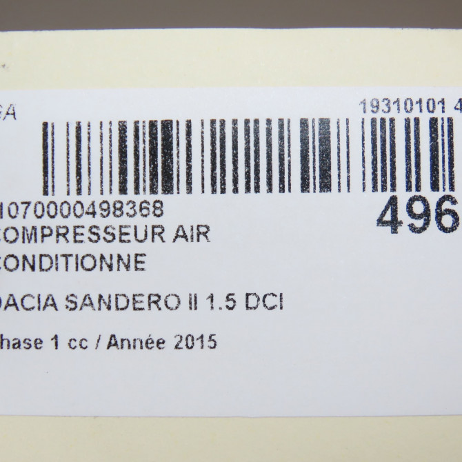 Compresseur air conditionne occasion DACIA SANDERO II Phase 1 10-2012->... 1.5 DCI 90ch 926009154R 7