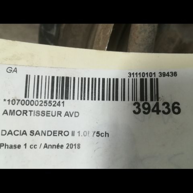 Amortisseur avant droit occasion DACIA SANDERO II Phase 1 10-2012->... 1.0i 75ch 543025522R 2