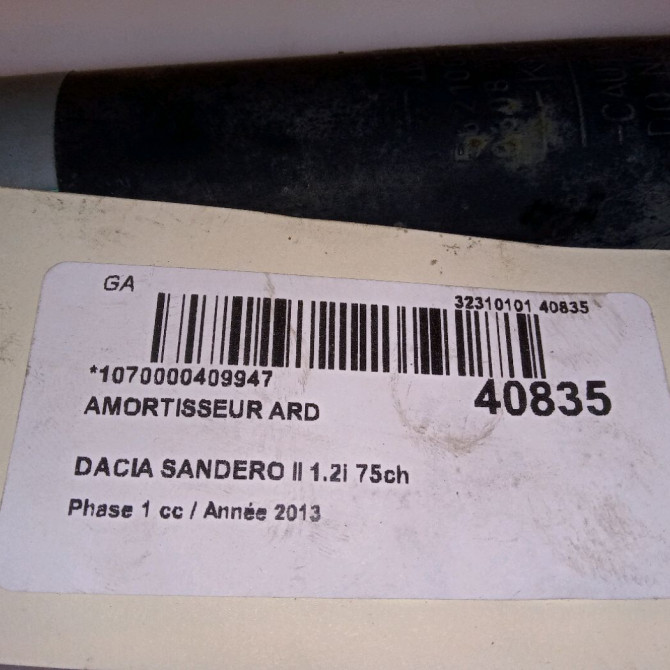 Amortisseur arrière droit occasion DACIA SANDERO II Phase 1 10-2012->... 1.2i 75ch 562103901R 3